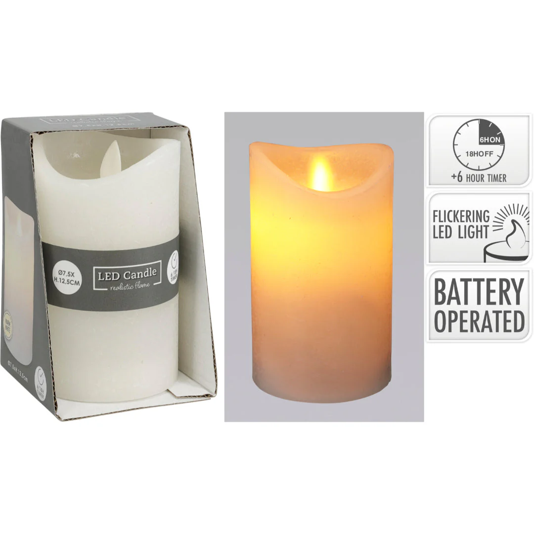 Led Candle Swing Flame 75X125Mm White