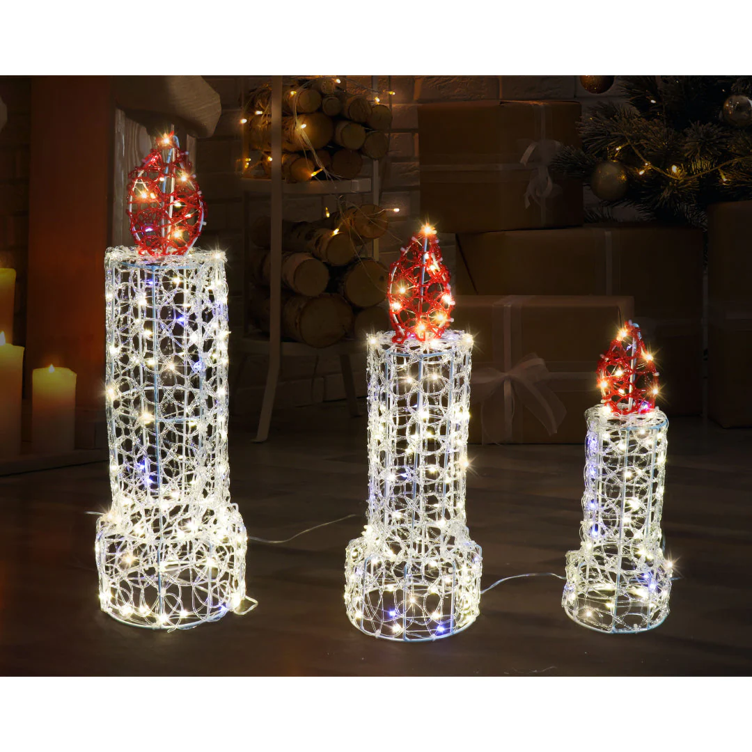LED Candles Spun PVC 3pc Twinkle - Image 3
