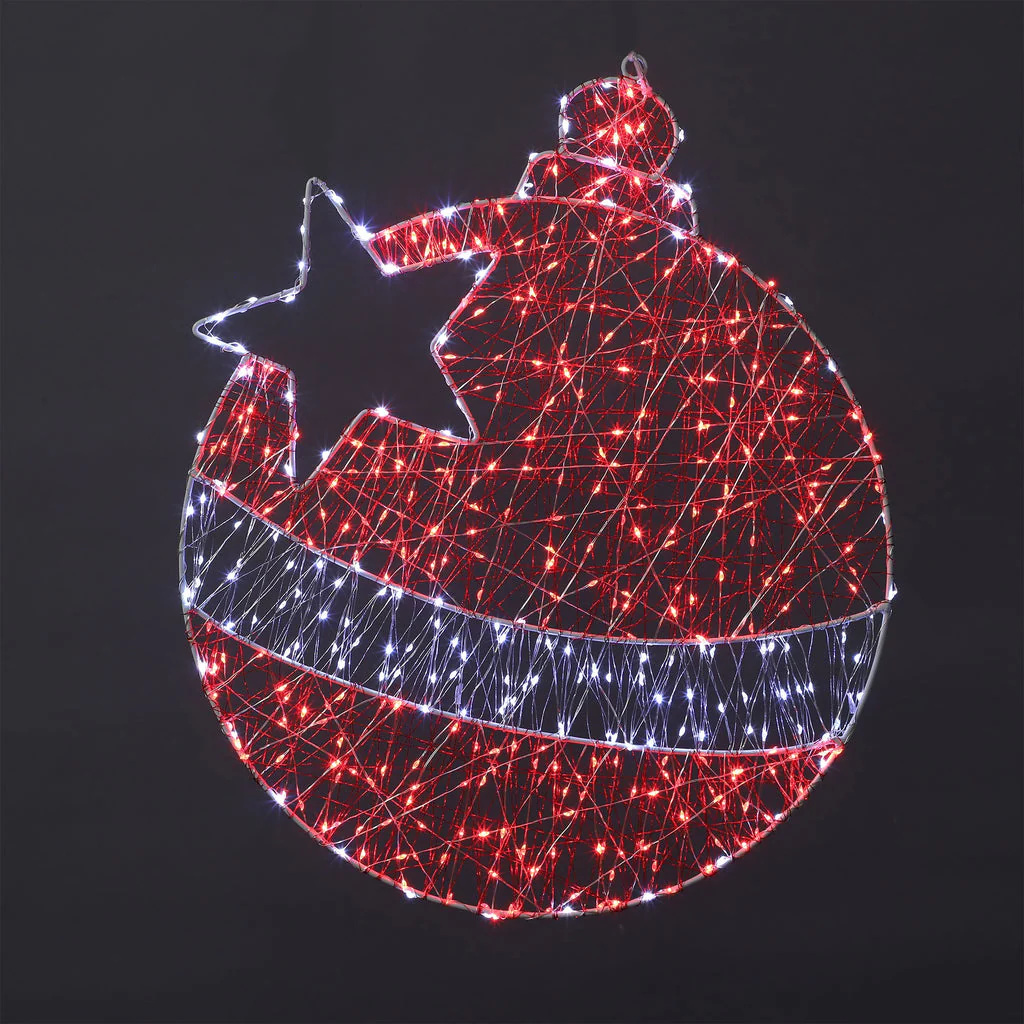 LED Christmas Bauble Silhouette Outdoor Micr - White + Red LED