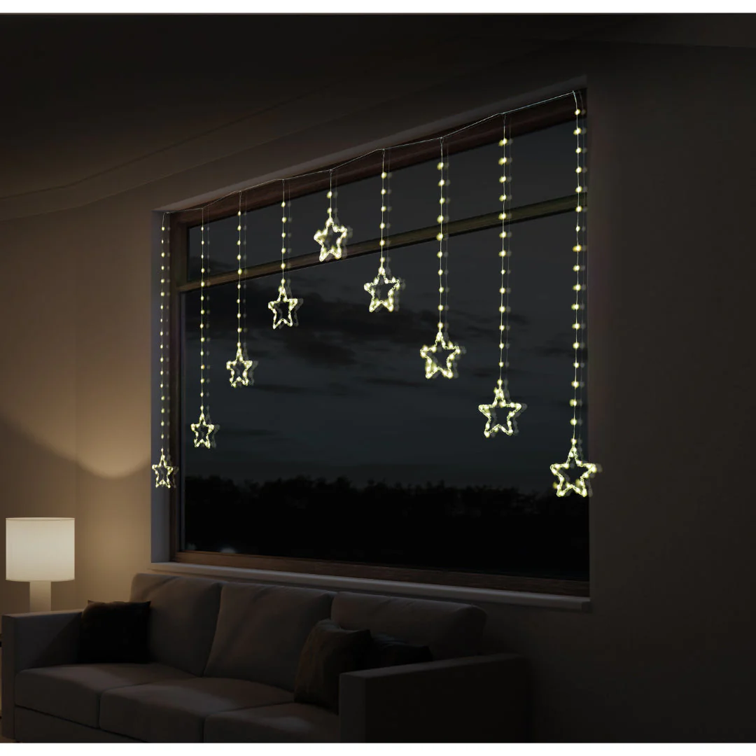LED Dew Drop Star Curtain Gold - Image 4