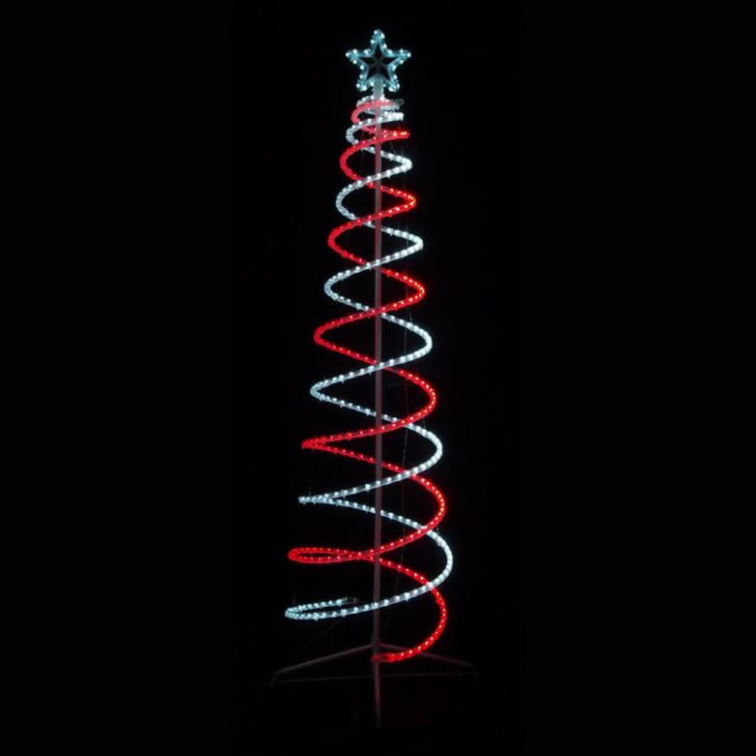 LED Double Spiral Tree White Red Lights 2.1m