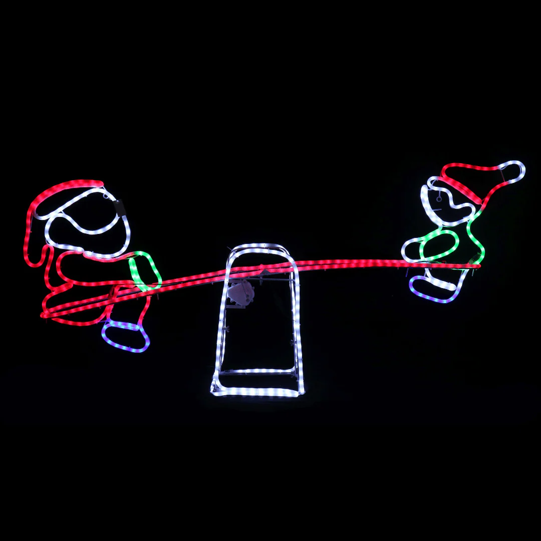 LED Frosted Rope Light Santa Elf Seesaw Large - Image 2