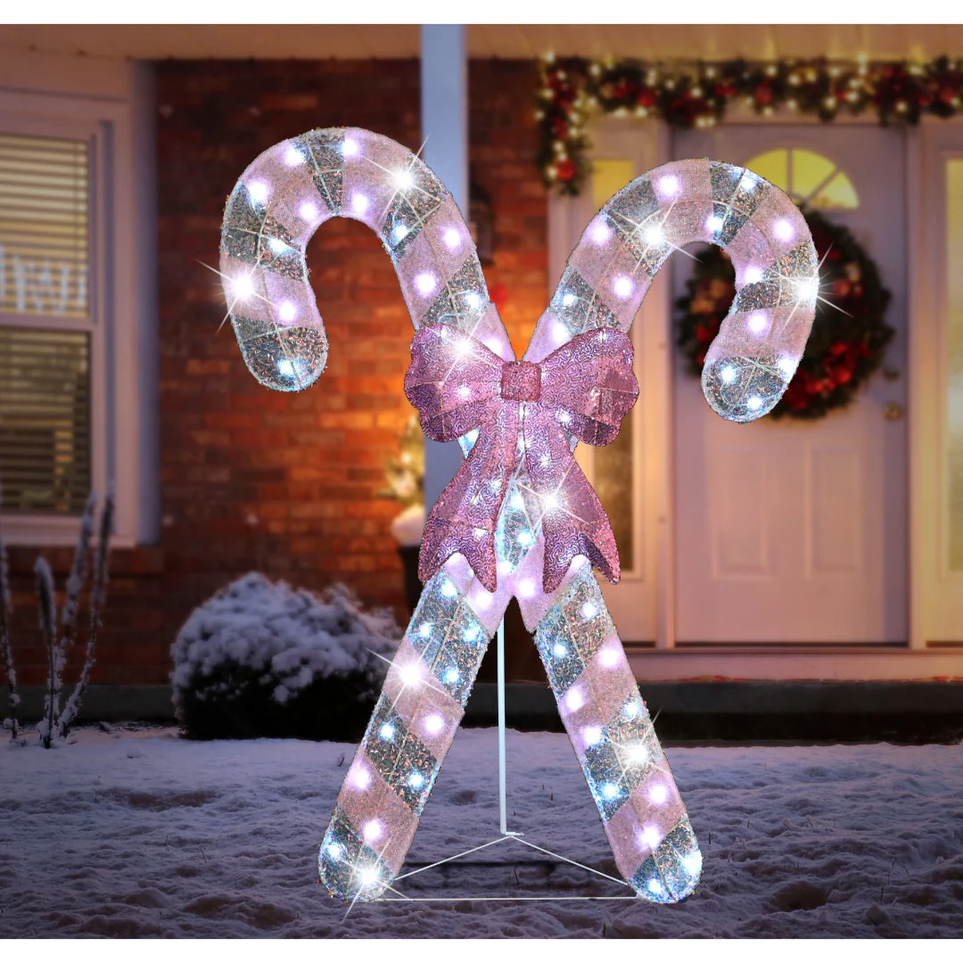 LED Iridescent Sequin Twin Candy Cane - Image 2