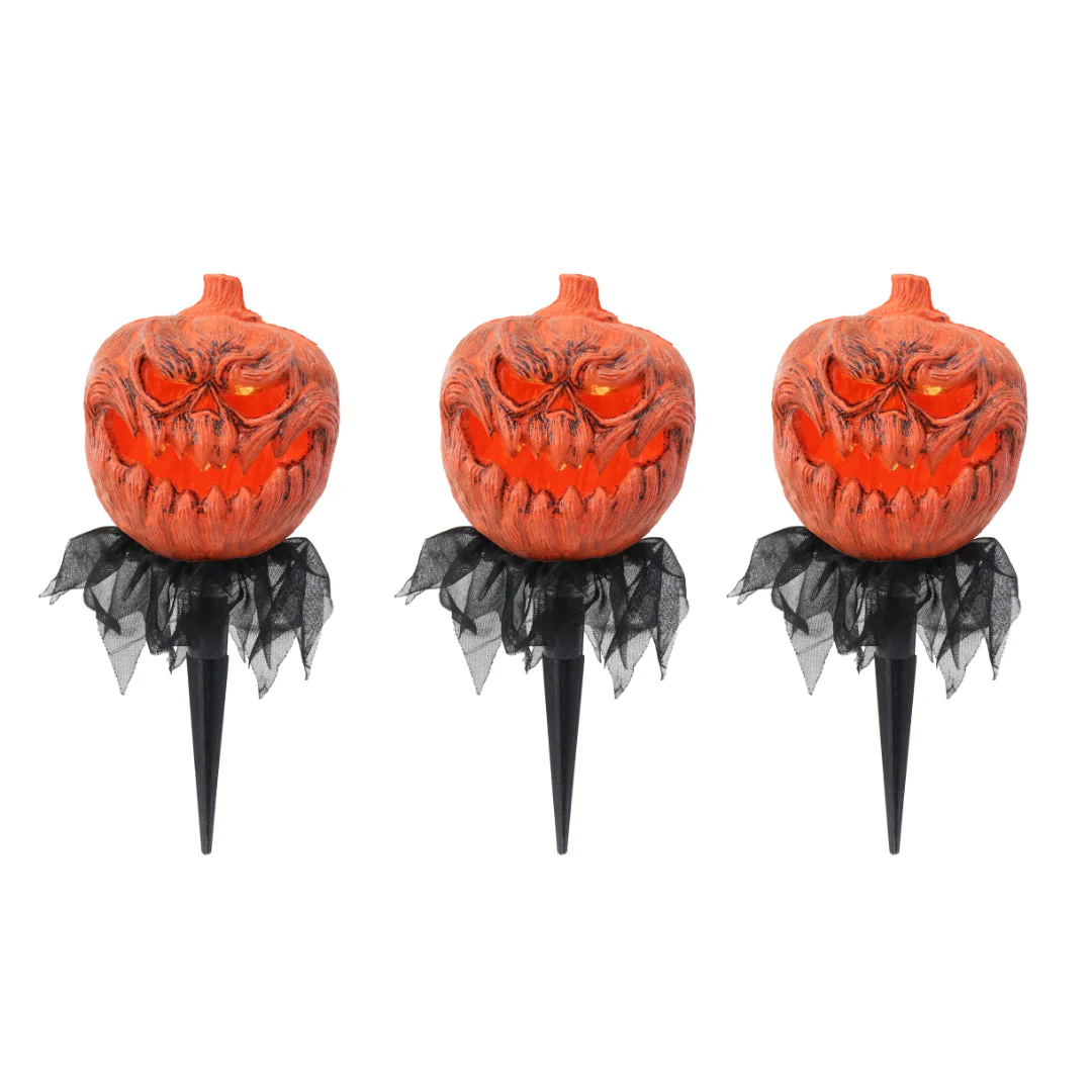 LED Jack-O'-Lantern Path Lights Battery Operated 3pk