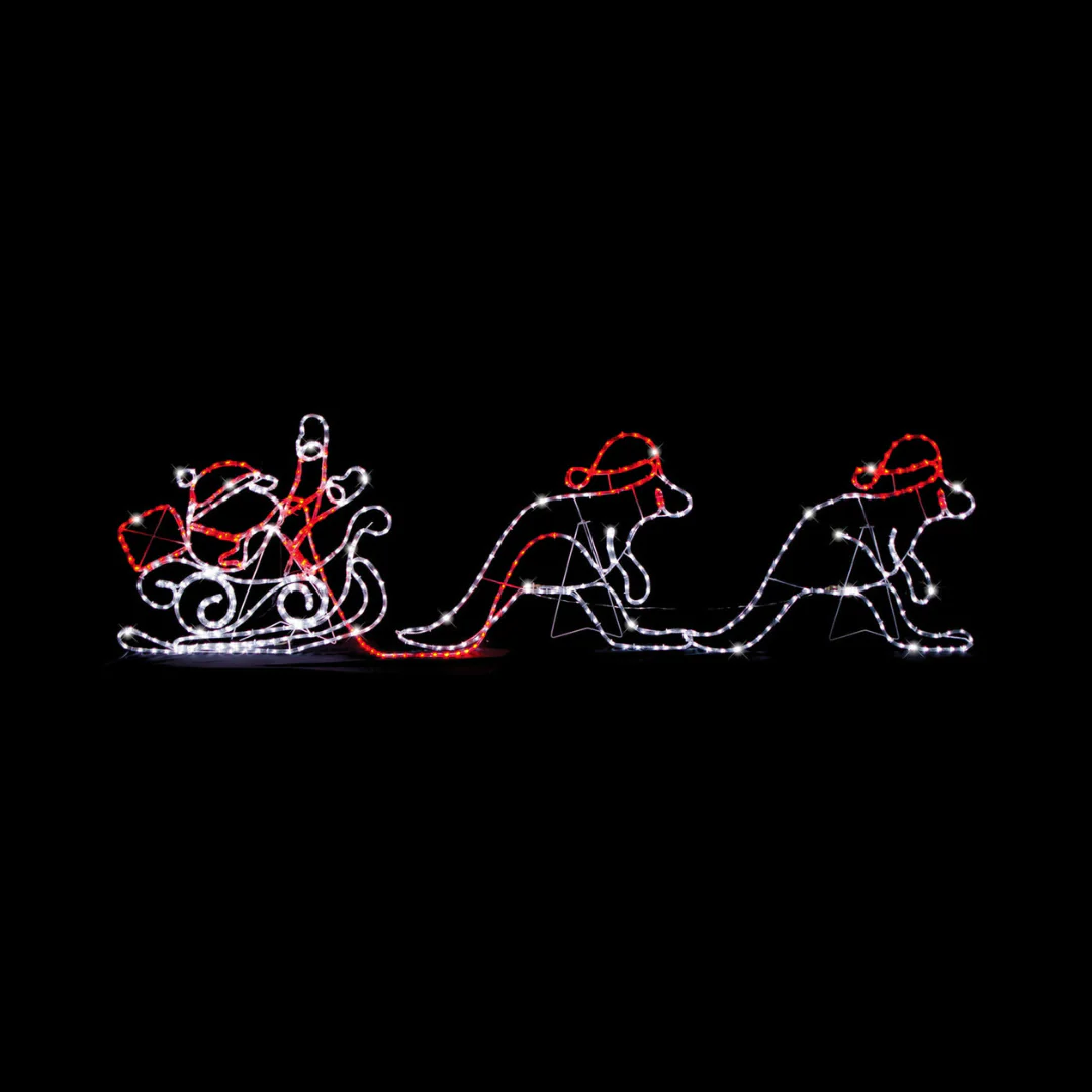 LED Kangaroos with Sleigh 2.73m