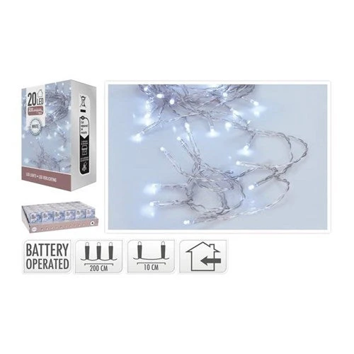 Led Lights 20Led Battery Operated White 2M