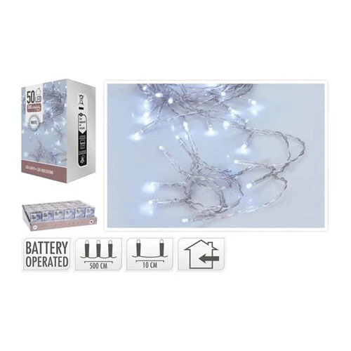 Led Lights 50Led Battery Operated White 5M