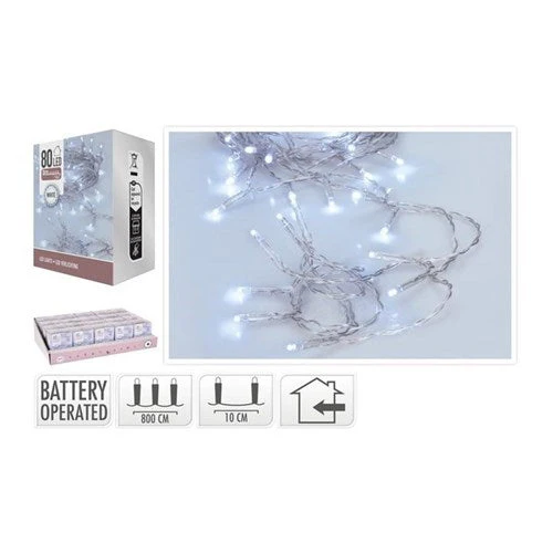 Led Lights 80Led Battery Operated White 8M