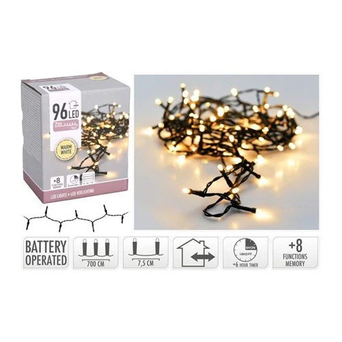Led Lights 96 Ip44 Battery Operated Warm White 7.2M