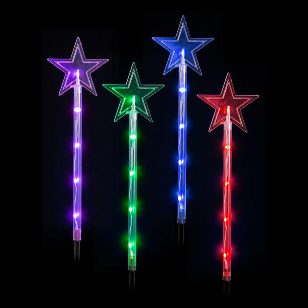 LED Lightshow Star and Tree Path Lights 4pk Remote Control Assorted - Image 4