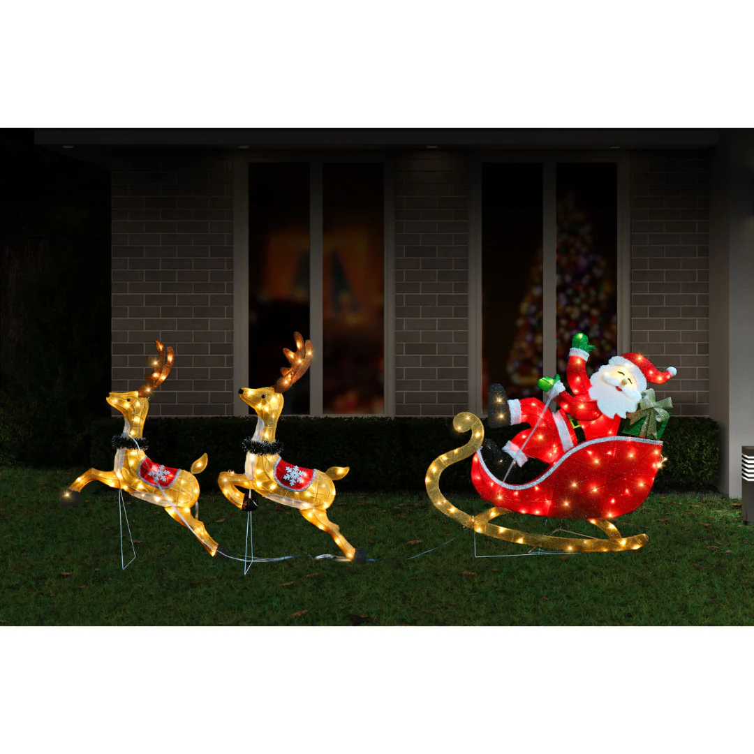 LED Mesh Tinsel Reindeers Santa Sleigh Twinkle - Image 2