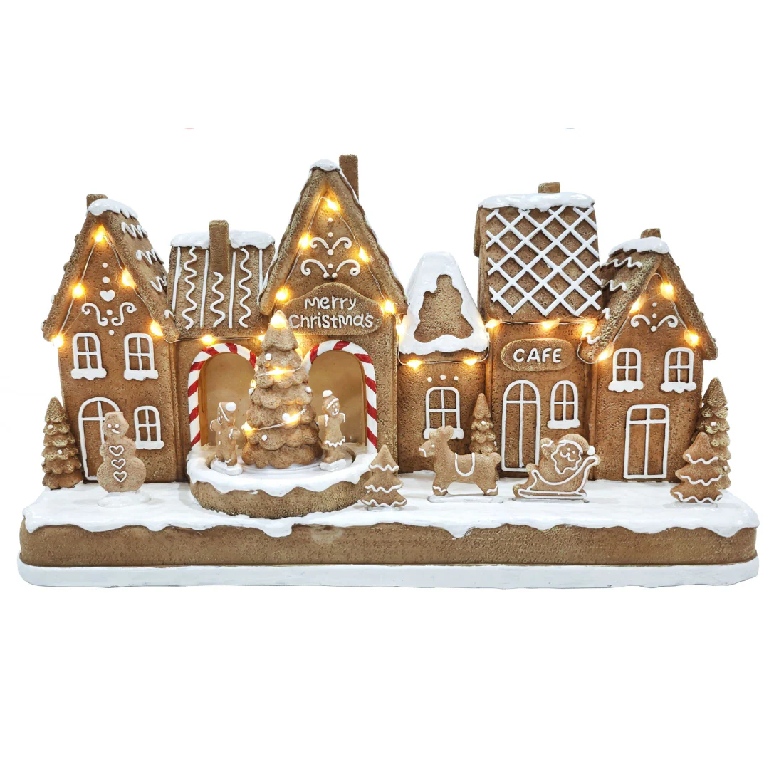 LED Musical Gingerbread Village Scene USB - Image 2