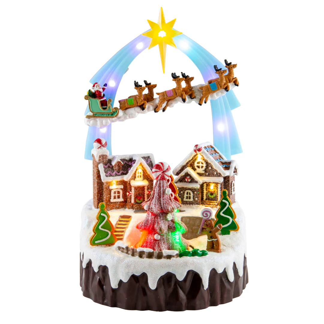 LED Musical Sleigh Arch Village Scene USB Assorted - Image 3