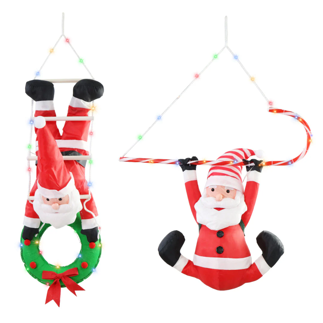 LED Nylon Santa Hang Up Timer Battery Operated Assorted