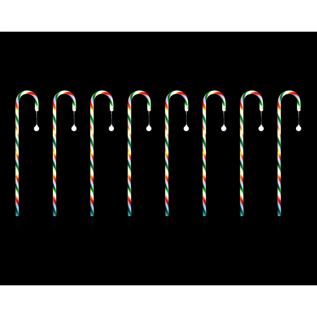 LED Peppermint Path Canes with Bubble Ball 8pk