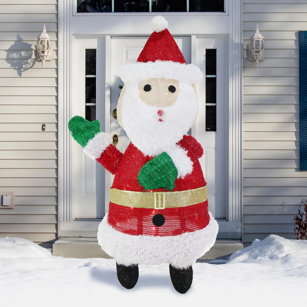 LED Pop Up Mesh Tinsel Santa 100cm