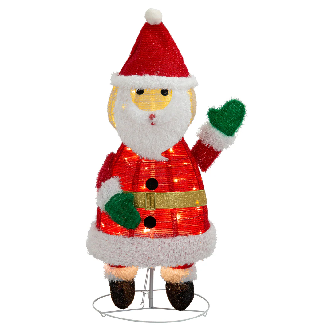 LED Pop Up Mesh Tinsel Santa 100cm - Image 2