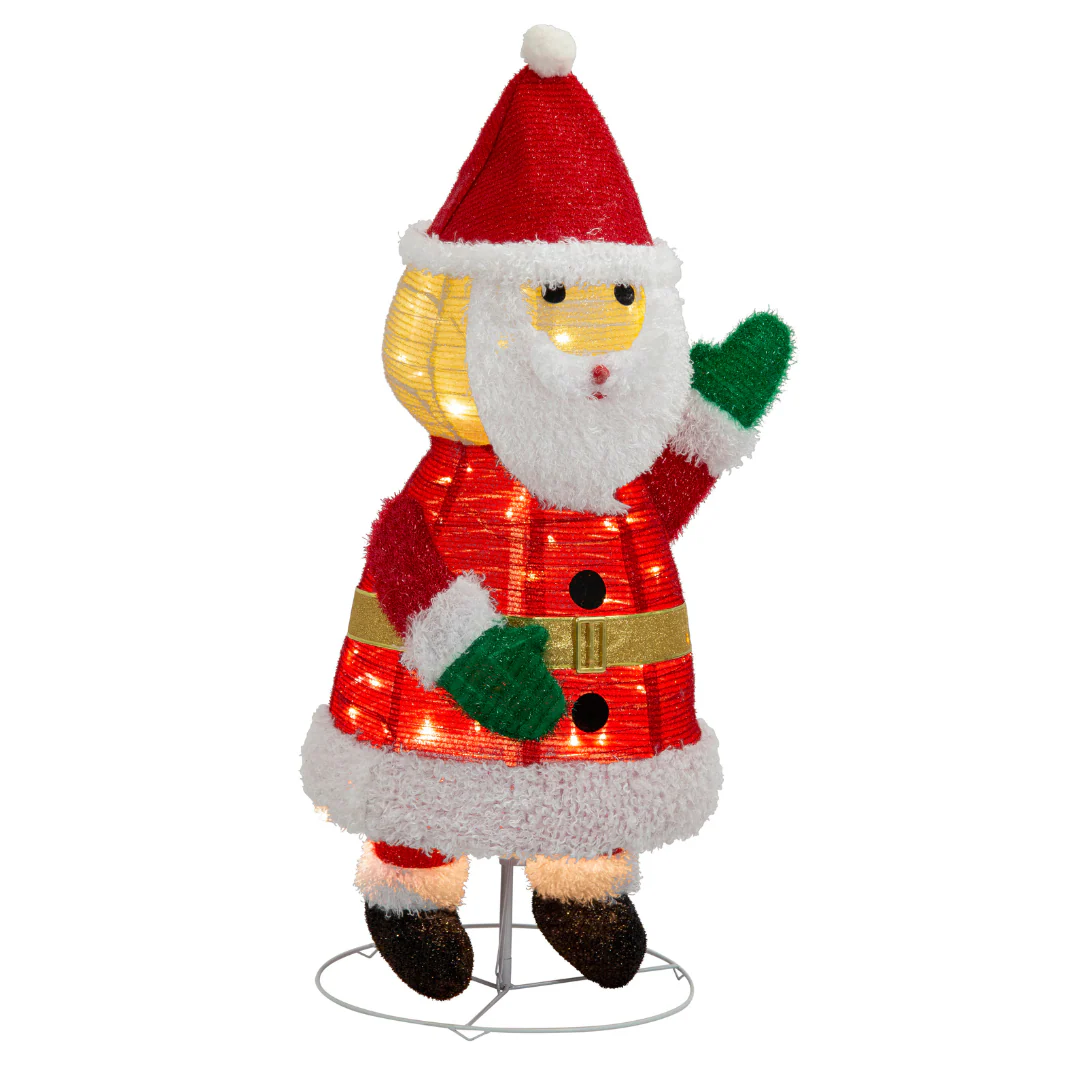 LED Pop Up Mesh Tinsel Santa 100cm - Image 3