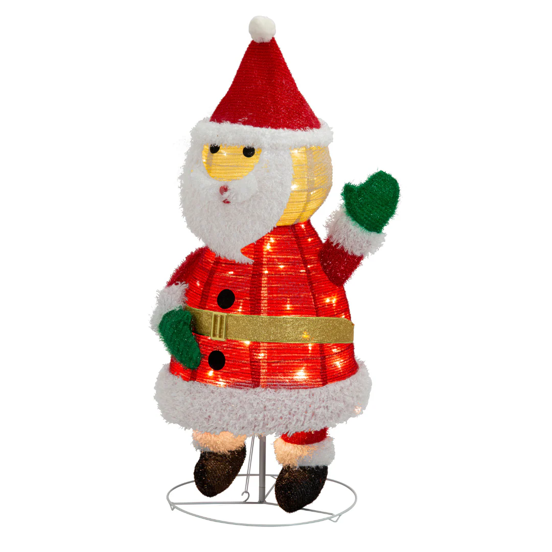 LED Pop Up Mesh Tinsel Santa 100cm - Image 4