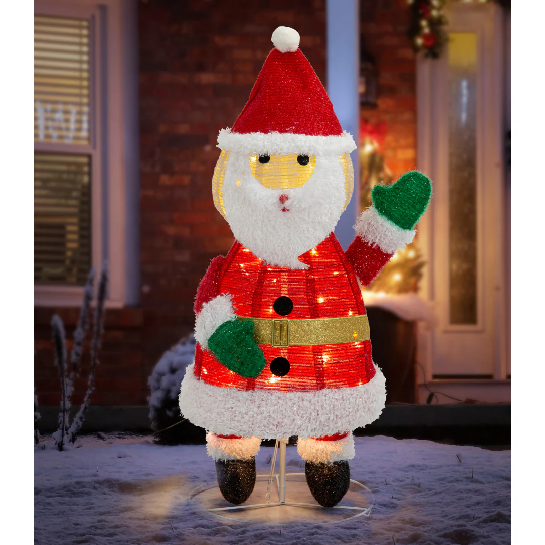 LED Pop Up Mesh Tinsel Santa 100cm - Image 6