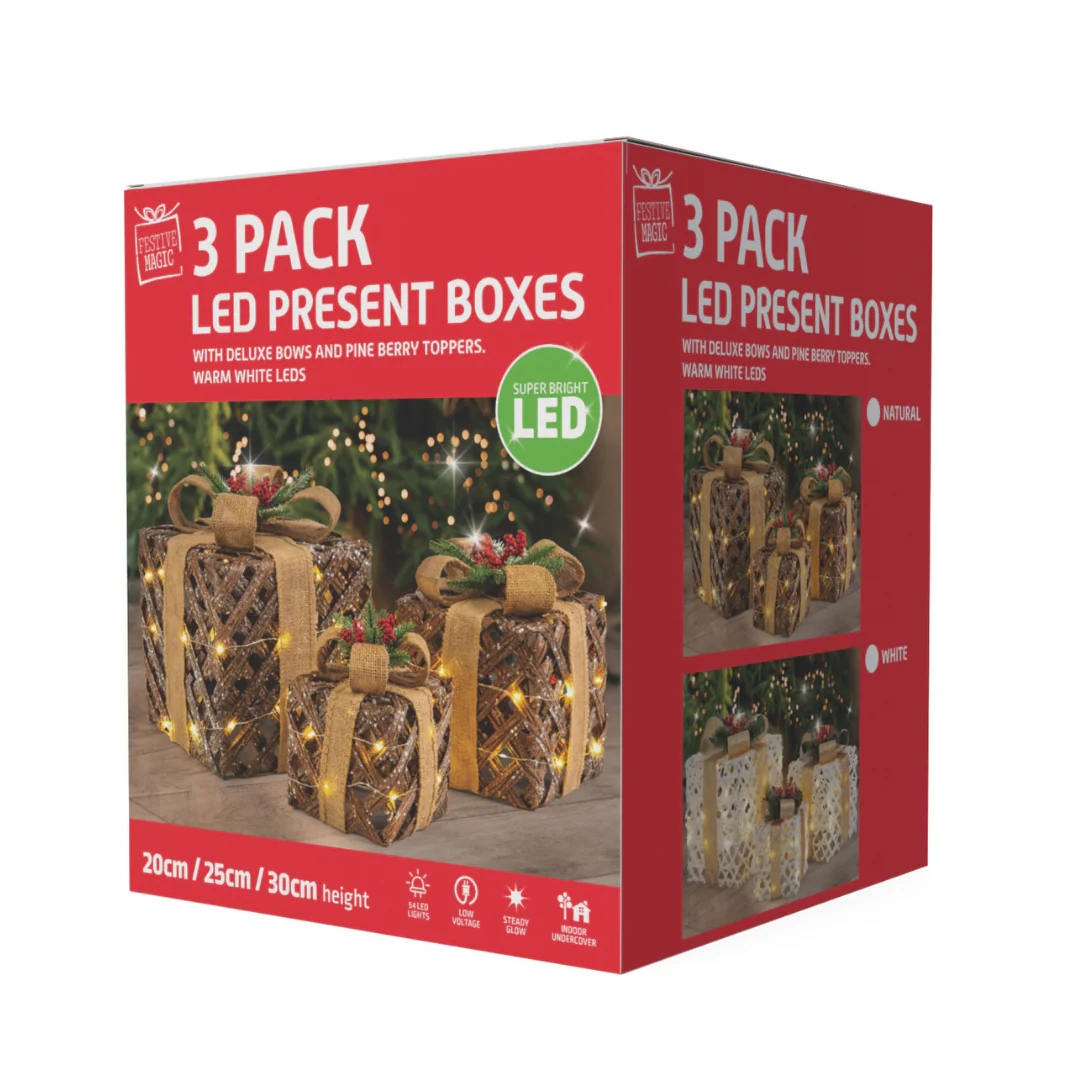Led Presents 3pc Pine Berry Topper Assorted - Image 6