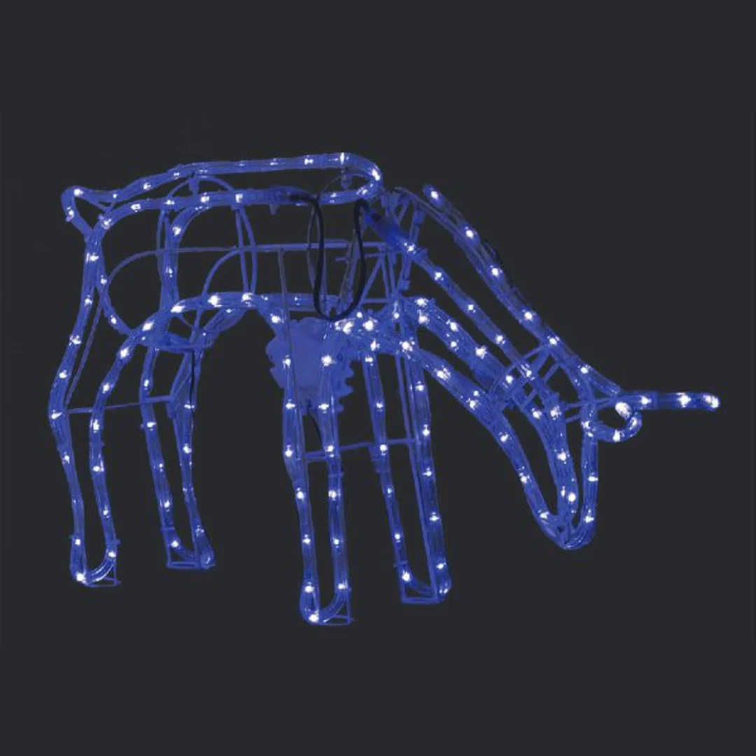 3D Illuminated LED Reindeer Stand Feeding With Motor Blue