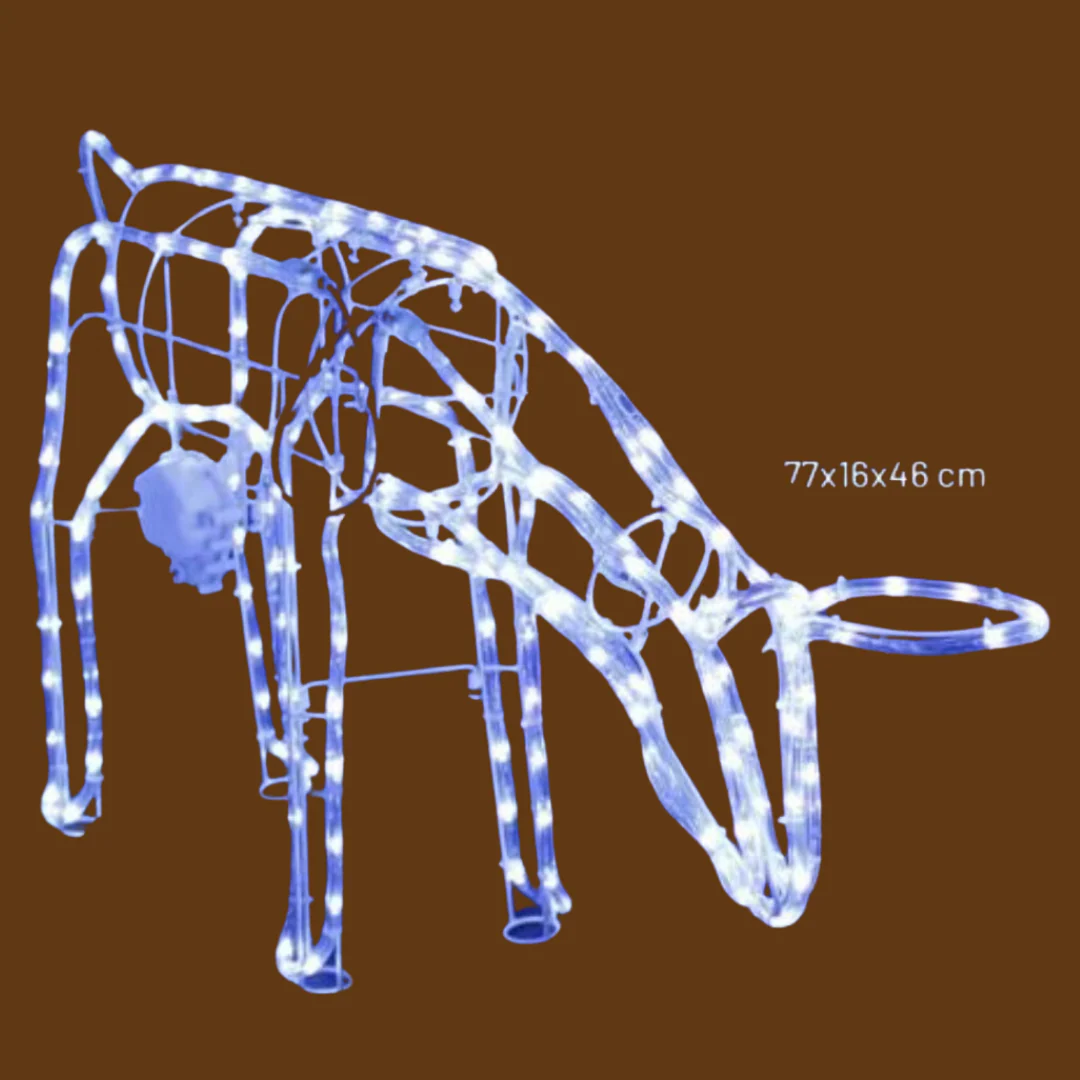 3D Illuminated LED Reindeer Stand Feeding With Motor White - Image 2