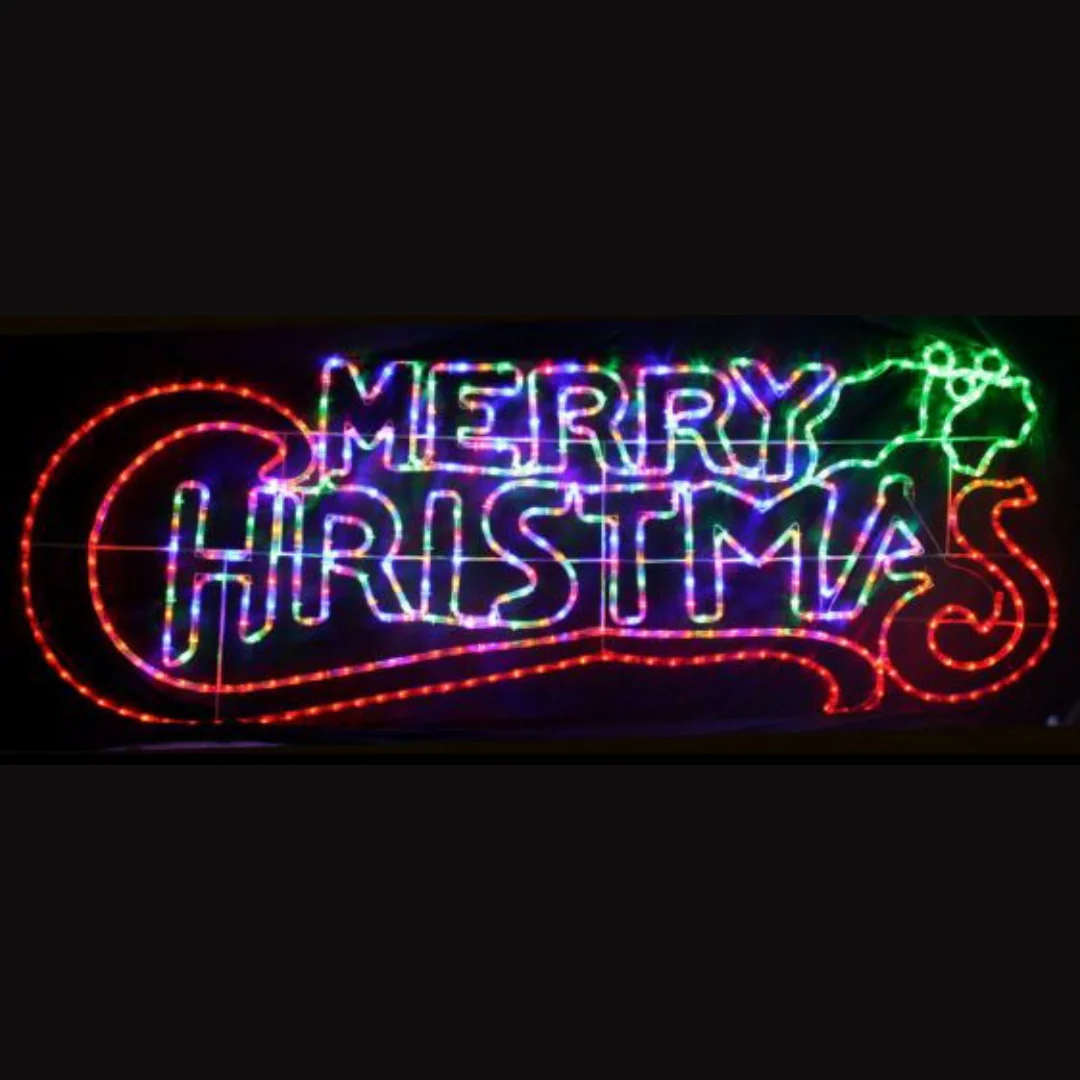 LED Silhouette Christmas Sign White Red 100*45(H)