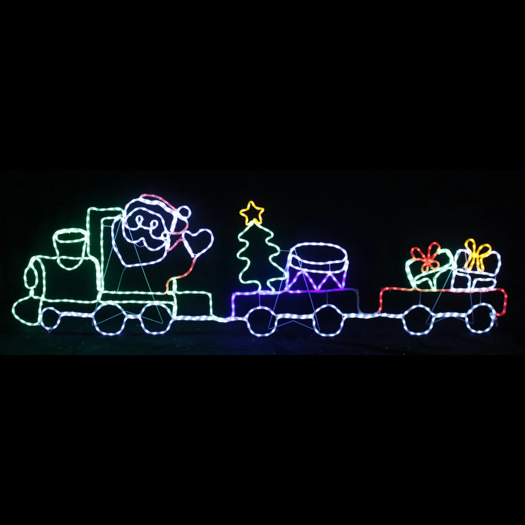 LED Silhouette Santa with Train 258cm
