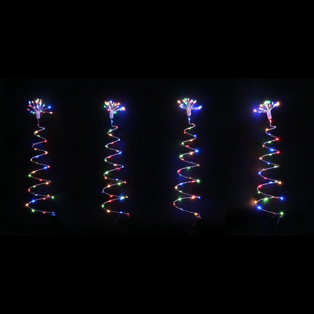 LED Spiral Wire Path Trees 4pc Multi Cool Assorted