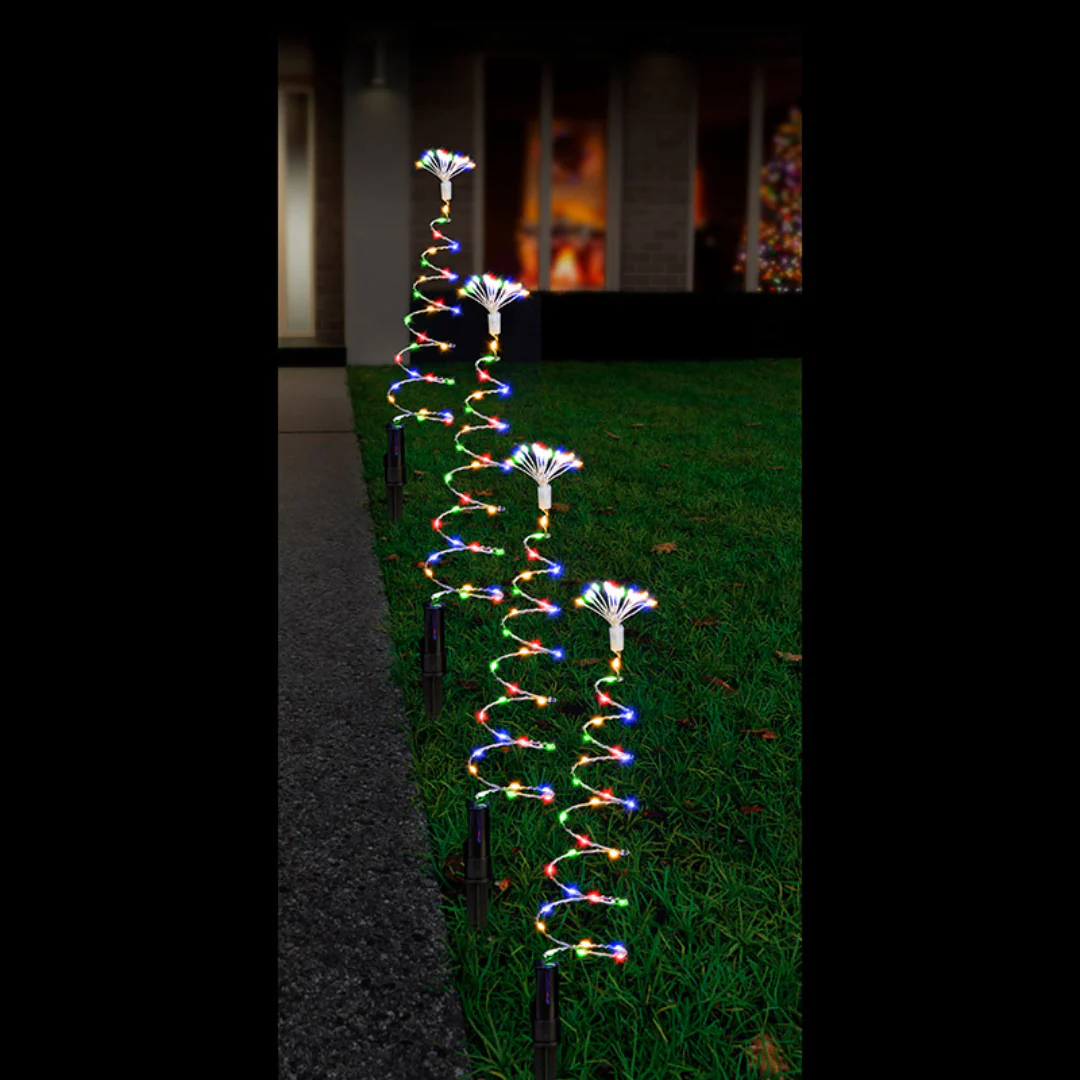 LED Spiral Wire Path Trees 4pc Multi Cool Assorted - Image 3