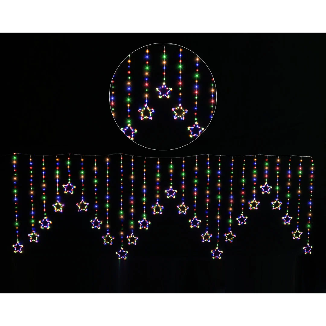 LED Star Curtain 25 Strand Multi Colour