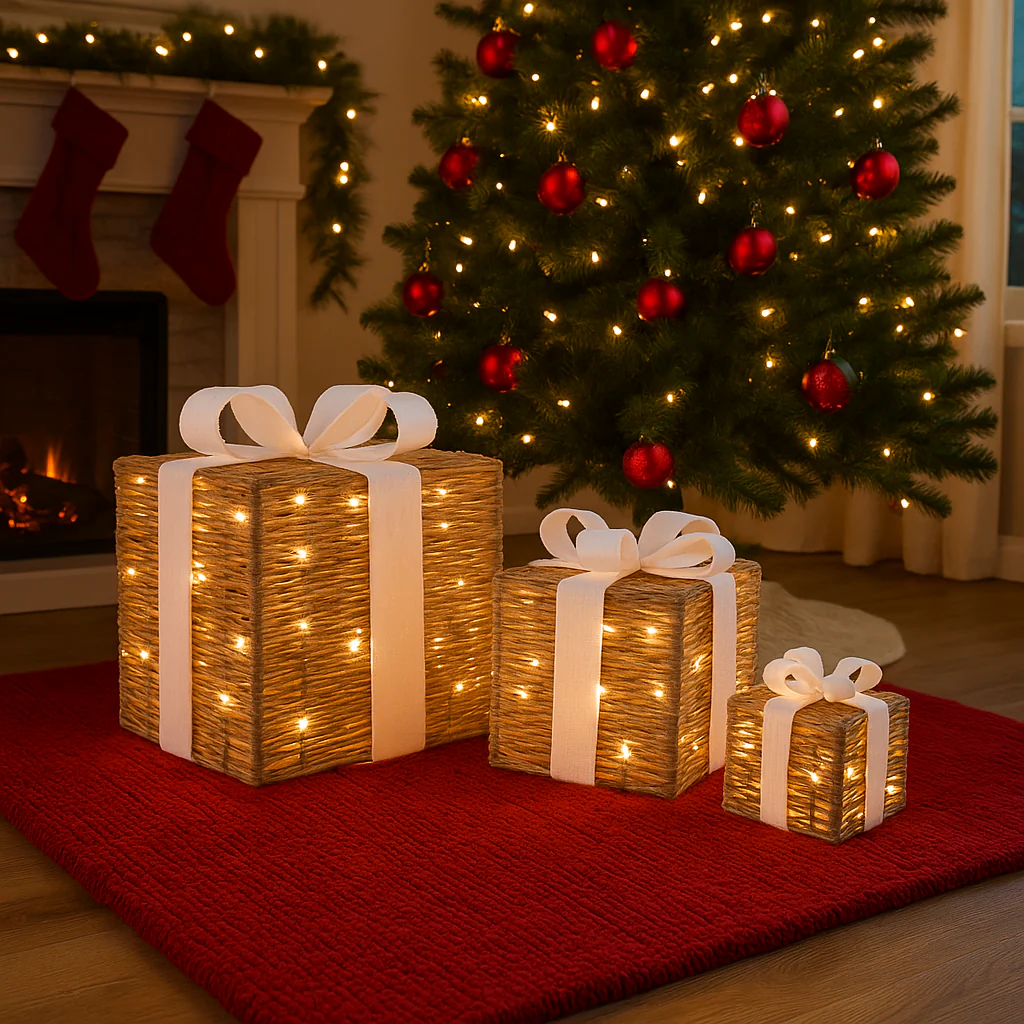 LED String Presents Natural 3pc Assorted - Image 2