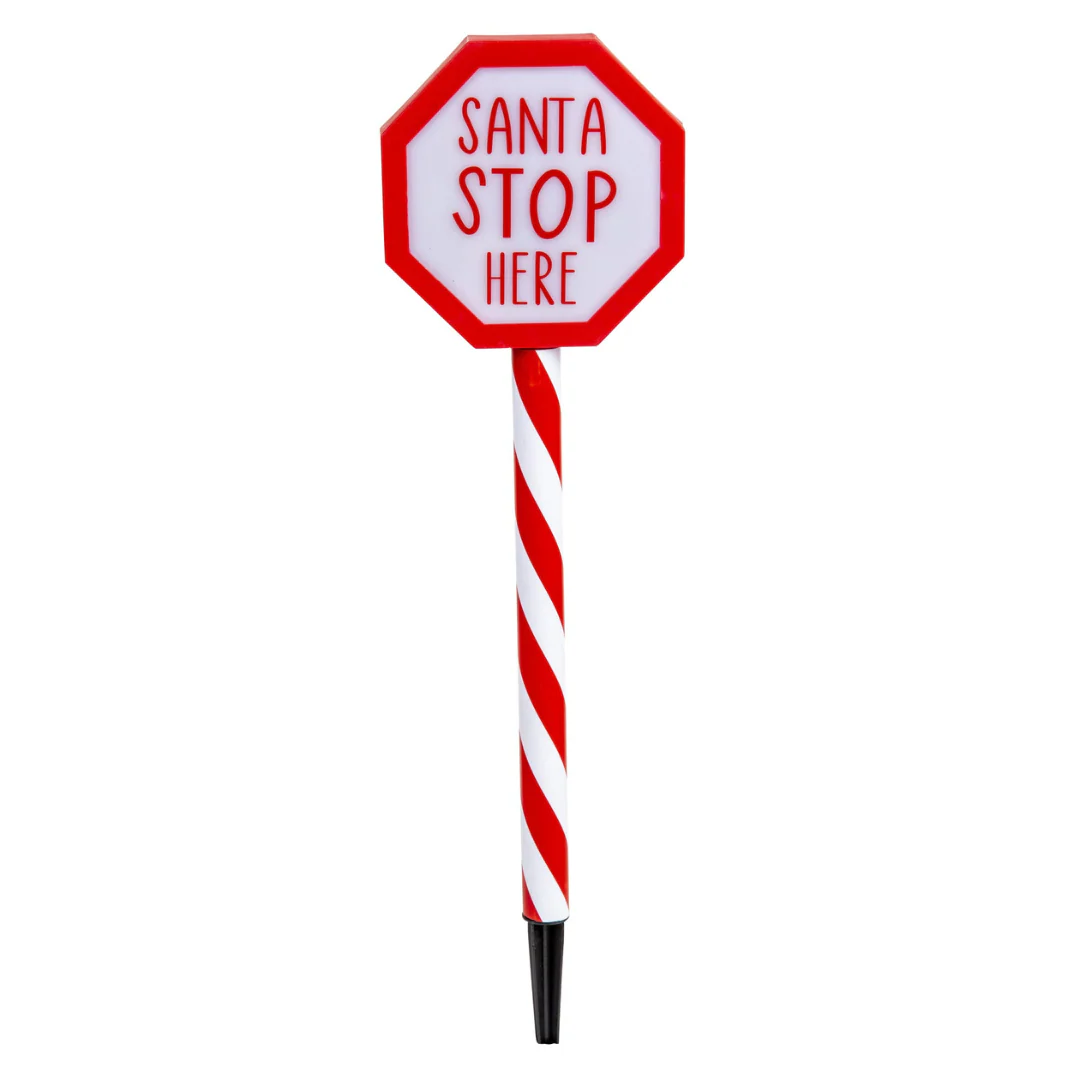 LED Timer Santa Stop Here Stake 55cm