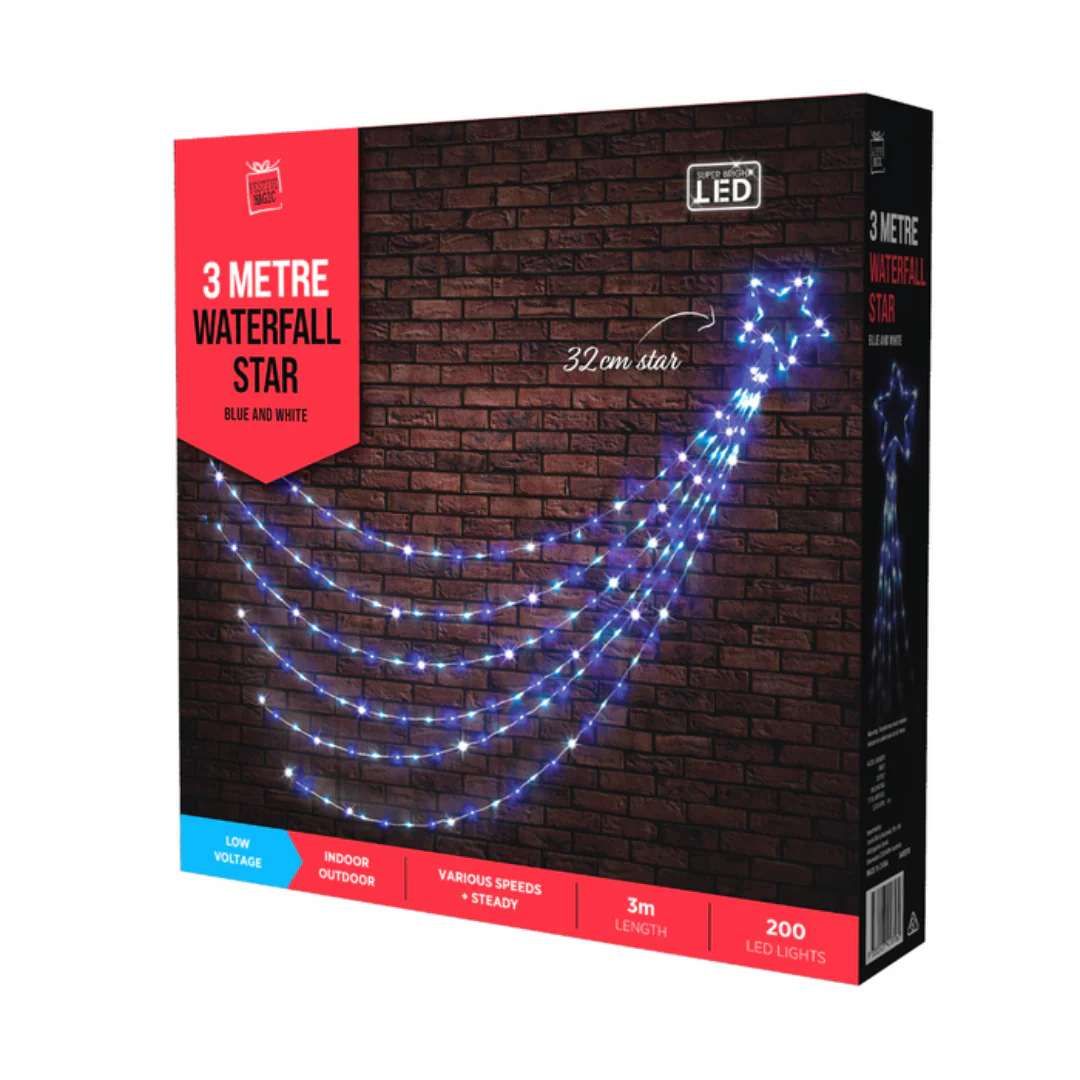 Led Waterfall Star 3M 200L Blue-White