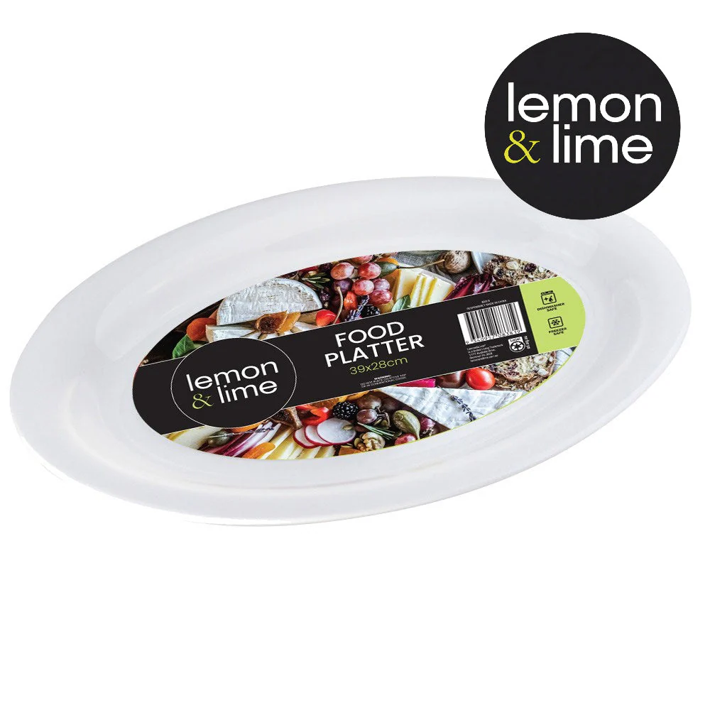 LEMON AND LIME SERVING PLATTER OVAL SMALL 39X28CM WHITE