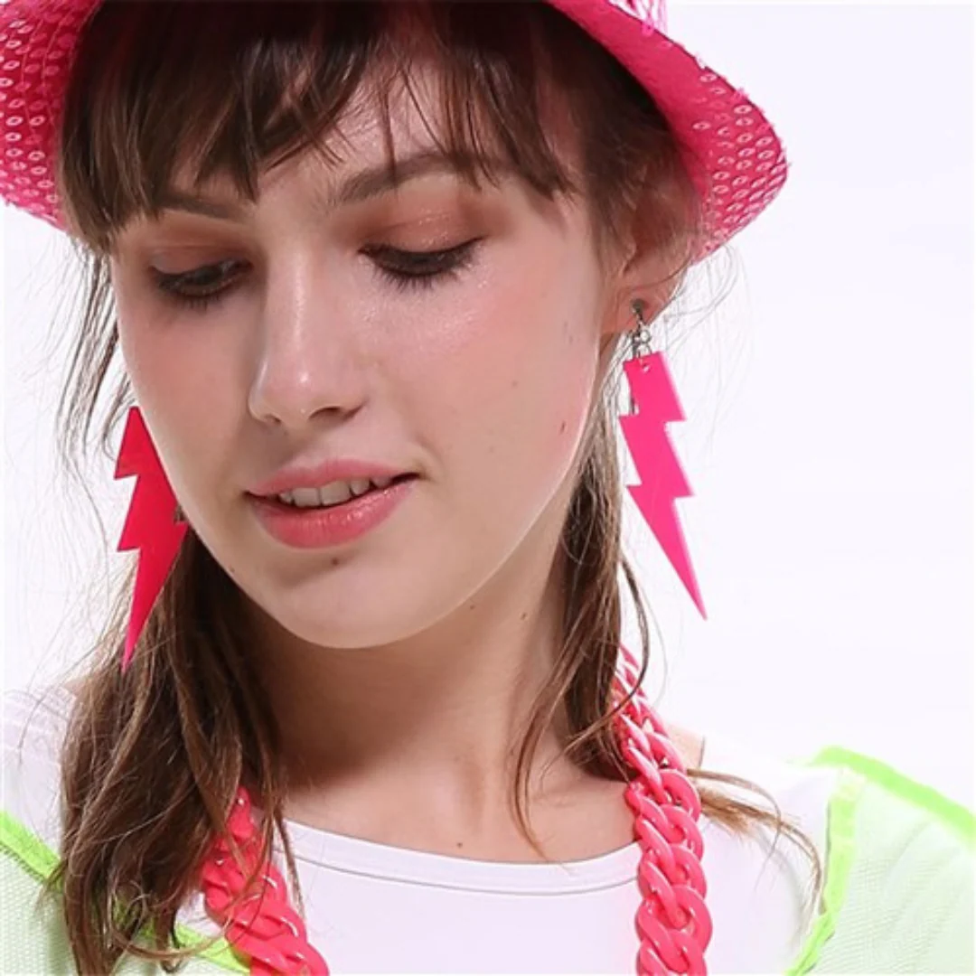 Lightning Earrings Pink Neon