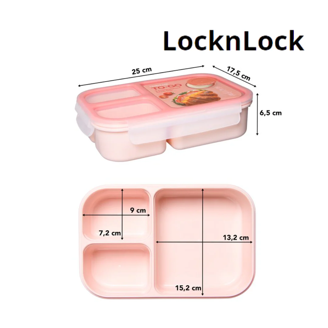 Lock n Lock To-Go Bento Box 1.5L Pink HPL782 - Image 2