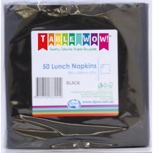 Lunch Napkin Black 30x30cm 2ply 50pk