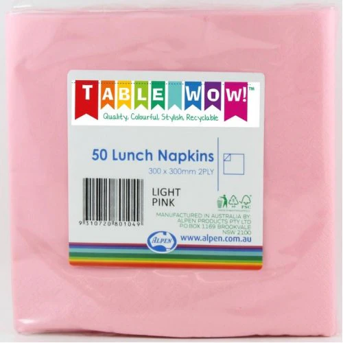 Lunch Napkin Light Pink 30x30cm 2ply 50pk