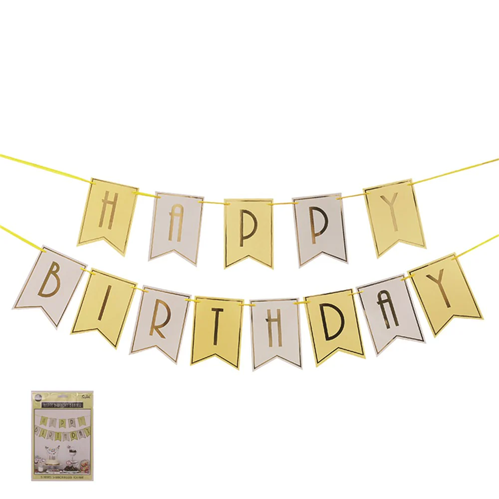 Luxe Yellow & Gold Foil Birthday Bunting Each Sheet 2215Cm & Includes 5M Ribbon