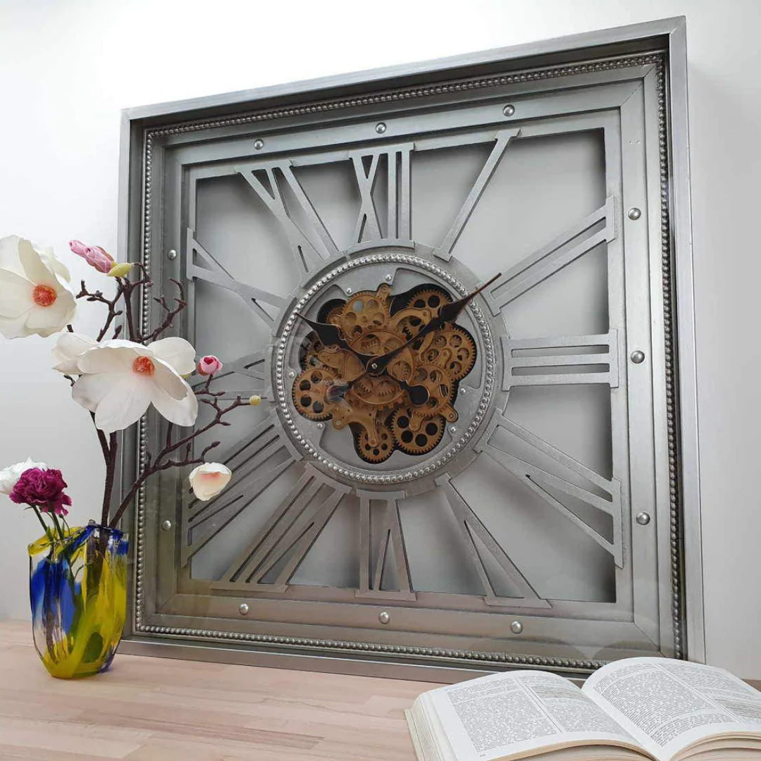 Luxurious Big Square Rotary Gears Clock