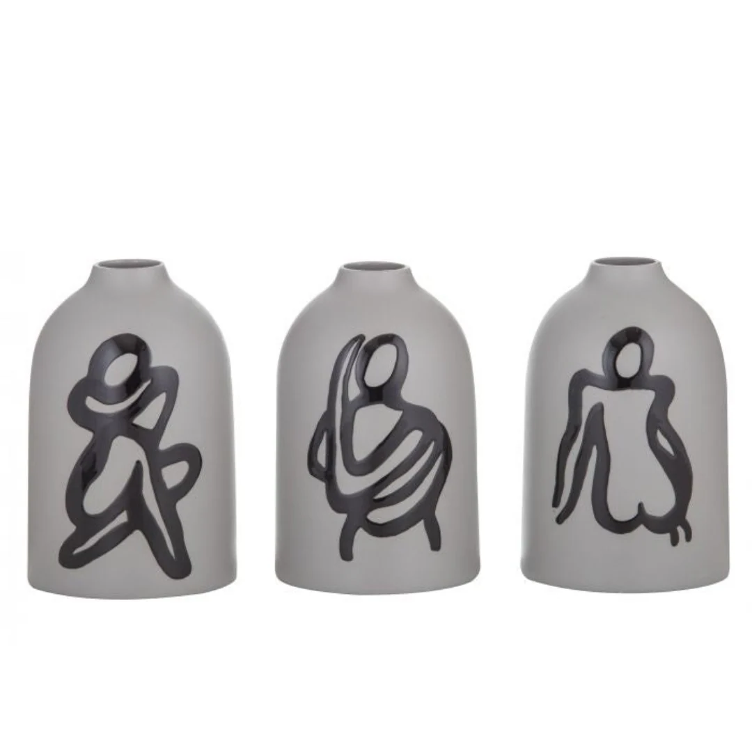 Mano Vase 10x10x16cm Grey Assorted