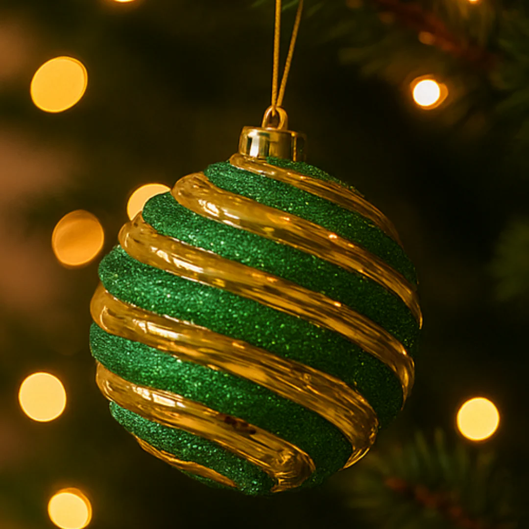 Mean Green Swirl Bauble 15cm