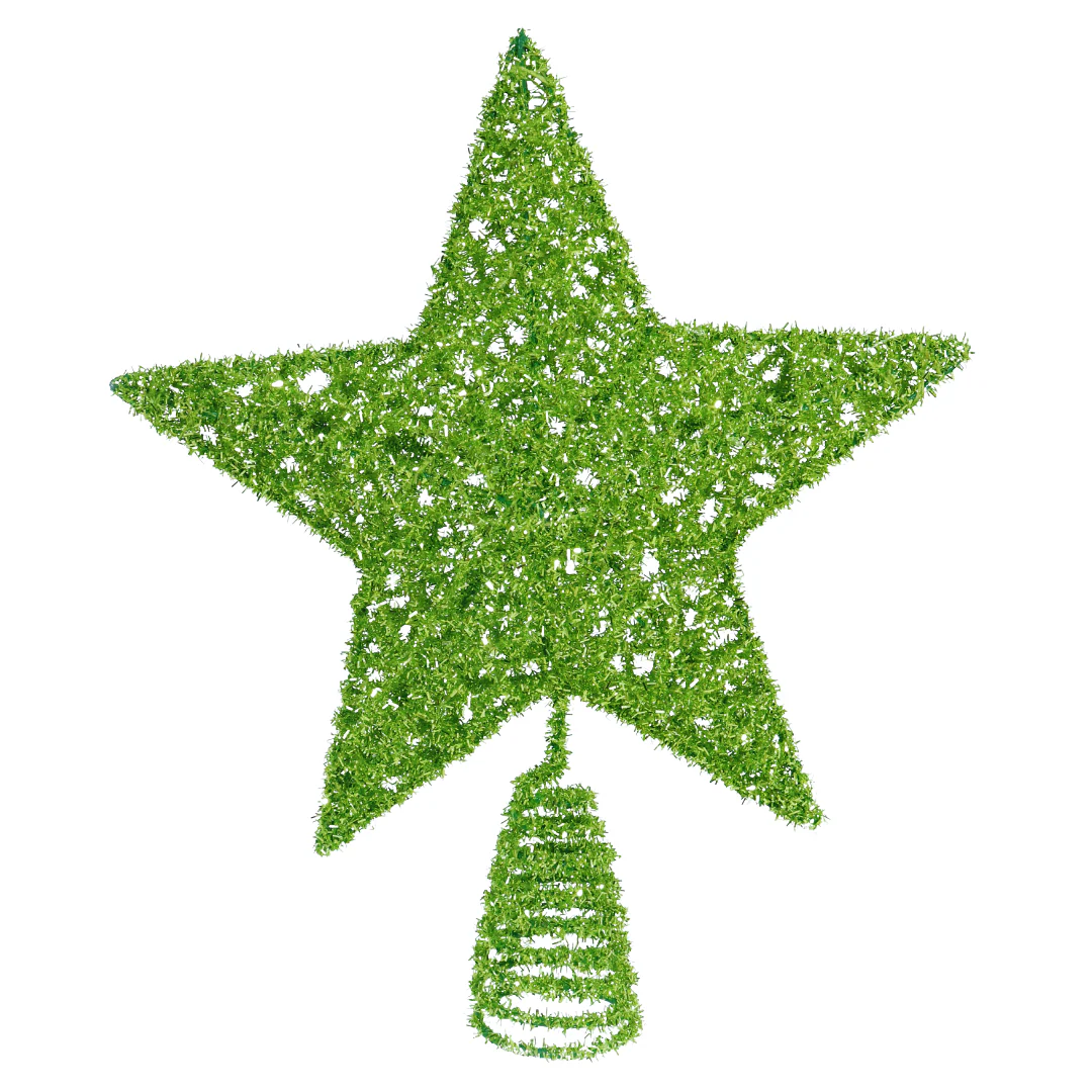 Mean Green Tinsel Star Topper 25cm - Image 2