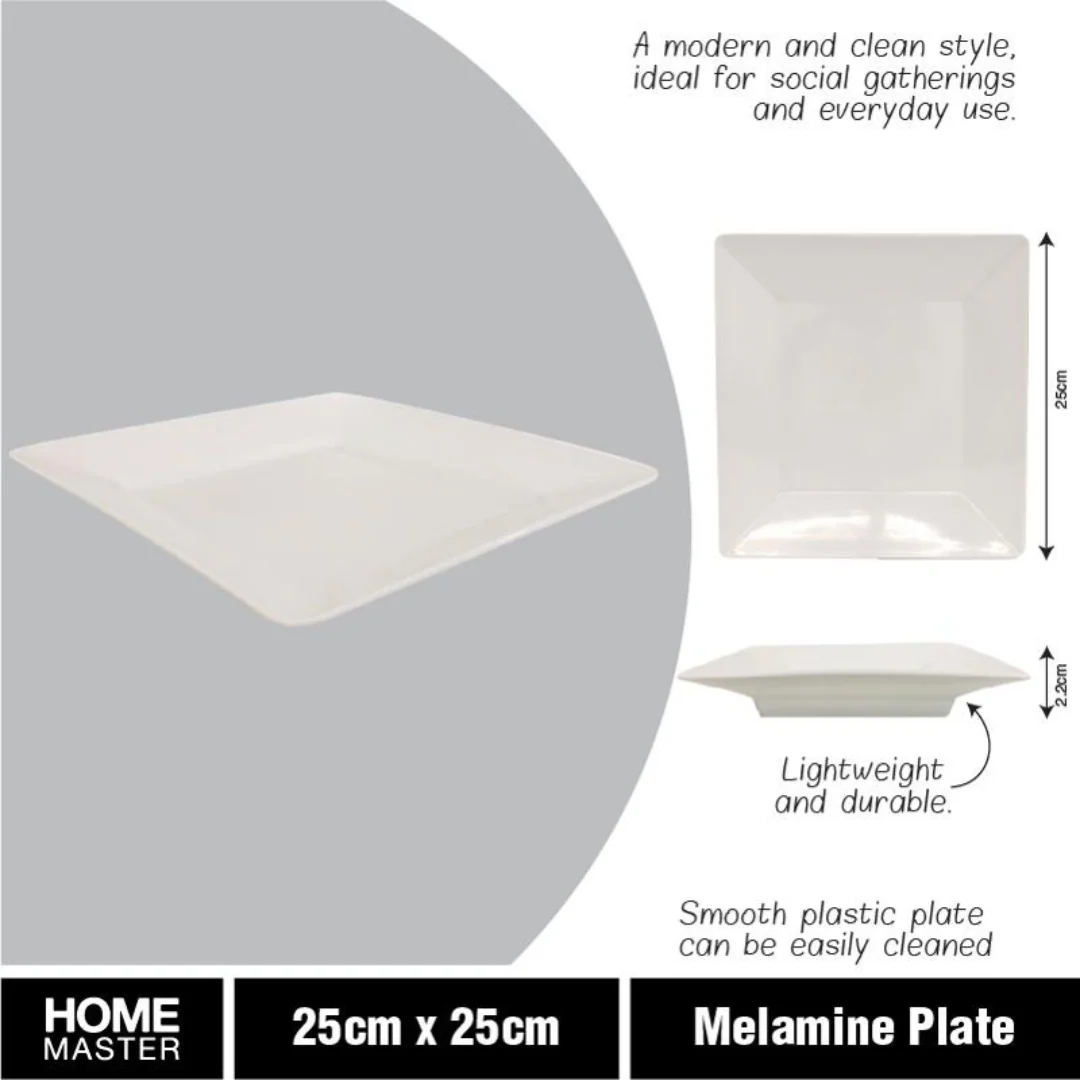 Melamine Plate Square 24.5x2.5cm White