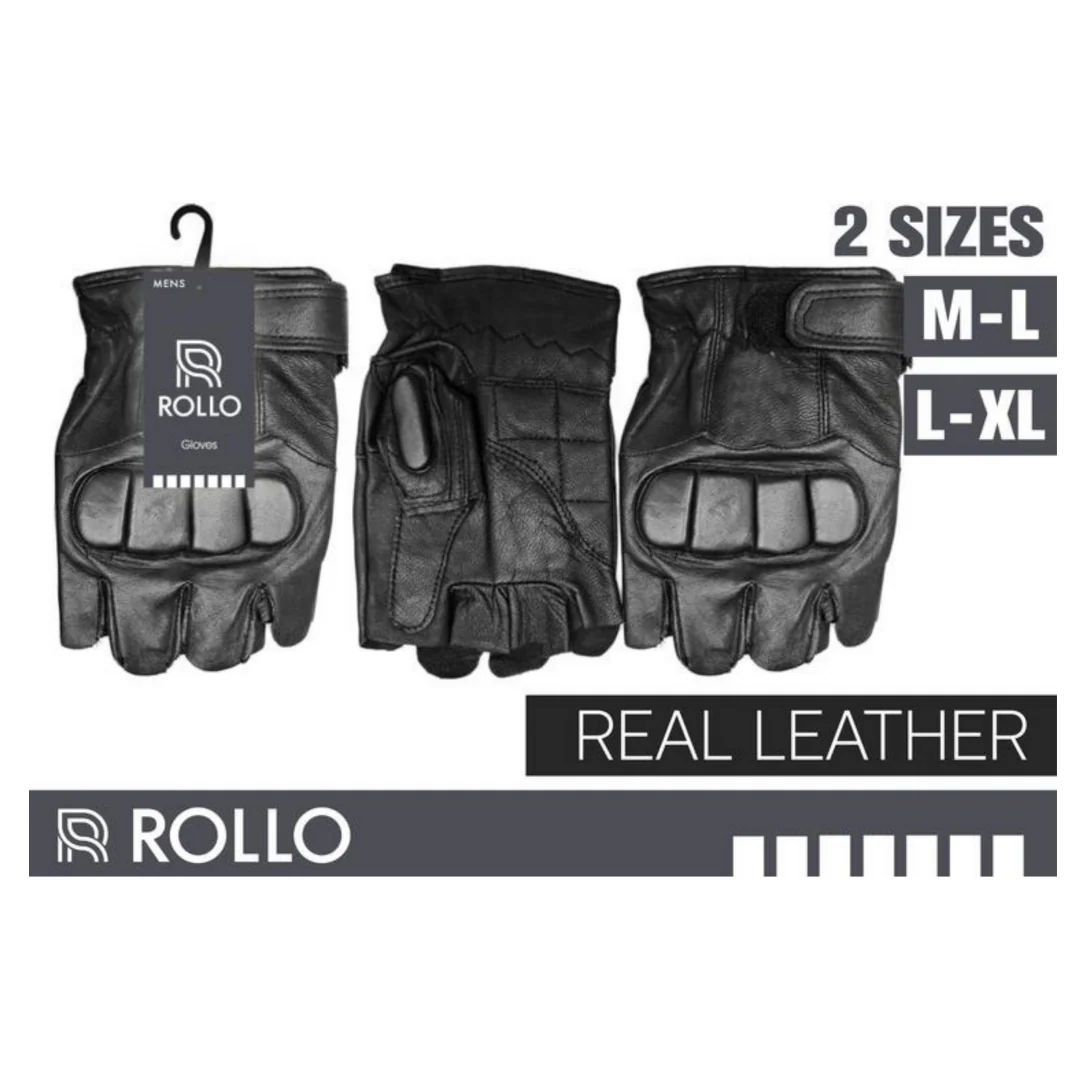 Mens Leather Fingerless Gloves Assorted