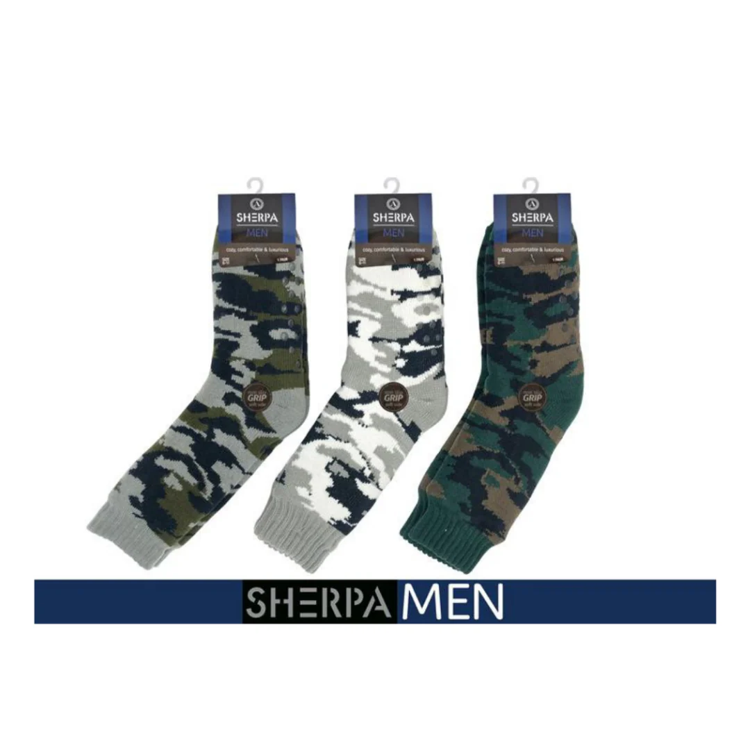Mens Sherpa Socks Camo Assorted