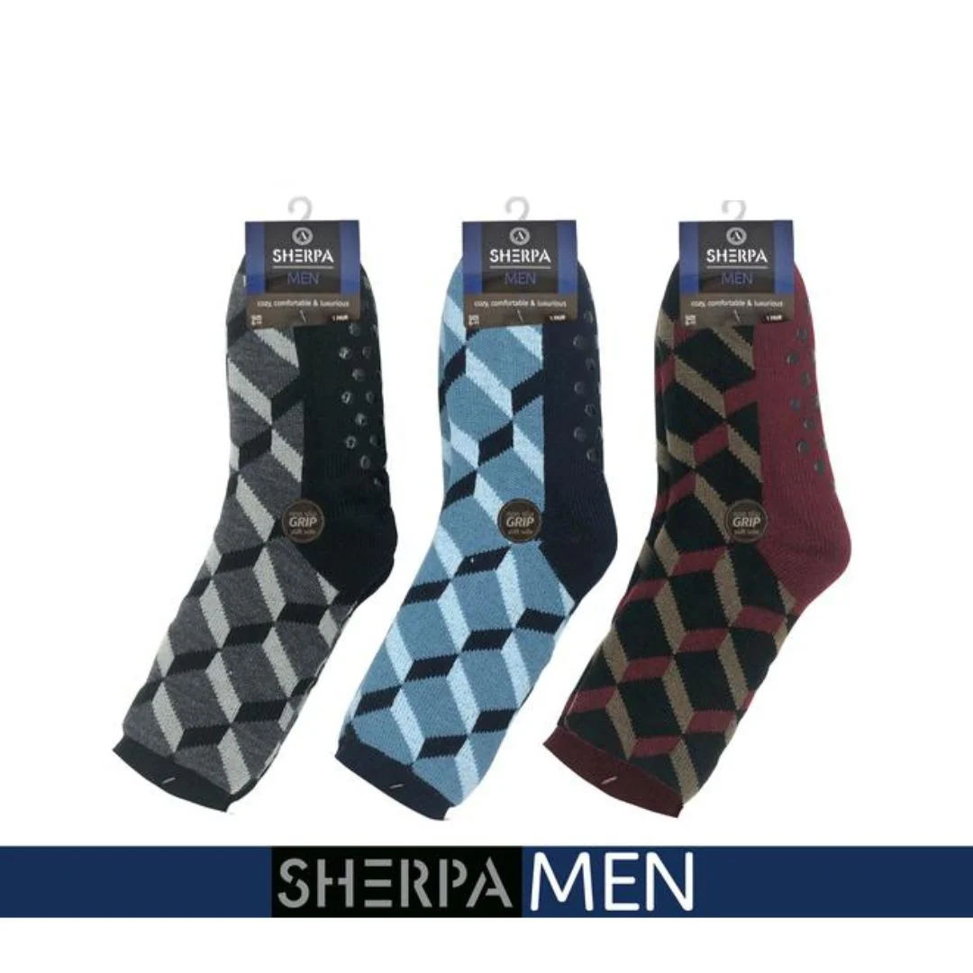 Mens Sherpa Socks Grid 1Pair Assorted