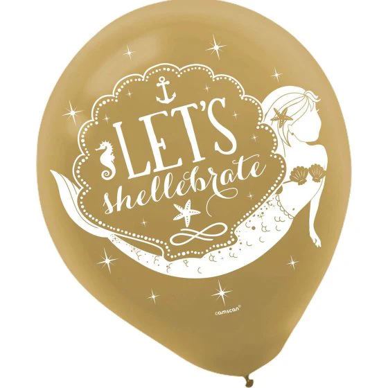 Mermaid Wishes 30cm Latex Balloons Pk6